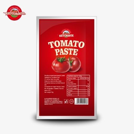 Fabrikpreis Flachbeutel mit 70 g Tomatenpaste mit einer Reinheit von 30% bis 100%