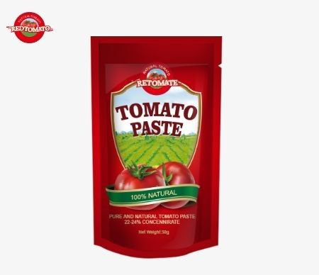 Die 50g Stand-Up-Tomatensäcke Paste erfüllt ISO, HACCP und BRC-Standards für die Fabrikpreise