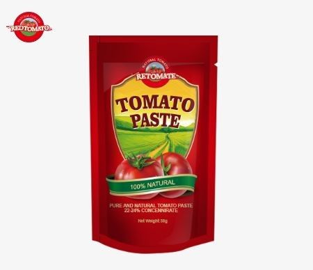 Die 50g Stand-Up-Tomatensäcke Paste erfüllt ISO HACCP und BRC Standards, die die Einhaltung der Fabrikpreise gewährleisten