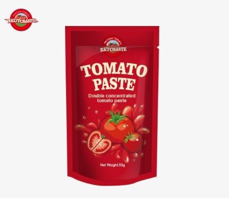 Einhaltung der ISO HACCP und BRC Standards Unsere 50g Stand-up Tasche von Tomatenpaste zu Fabrikpreisvorschriften