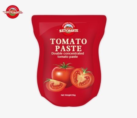 Großhandel Stand-Up-Sachet Tomatenpaste, erhältlich in 56g und 70g Größen bietet ein reines Produkt ohne Zusatzstoffe