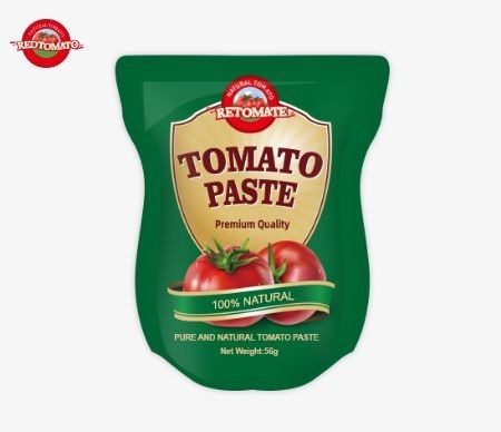 Großhandel Stand-Up-Sachet Tomatenpaste in 56g Größen erhältlich bietet ein reines Produkt ohne Zusatzstoffe