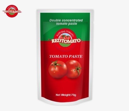 Hochwertige Tomatenpaste-Paket, sowohl flach als auch aufrecht, doppelt konzentriert und 70 g schwer
