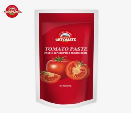 Premium-Tomatensatzbeutel in flacher und aufgestellter Form, doppelt konzentriert, je 70 g Gewicht