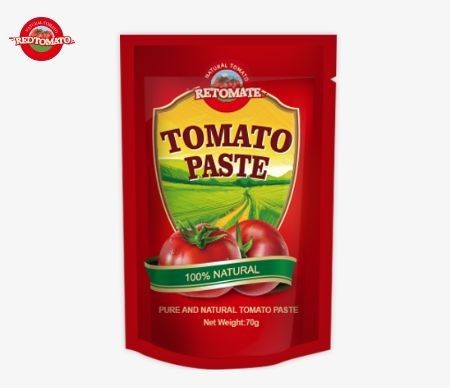 Premium 70g Tomatenpaste-Taschen mit doppelter Konzentration, sowohl in flacher als auch in stehender Form erhältlich