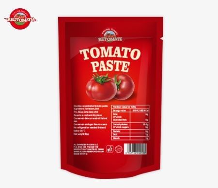 Fabrik-direkte, maßgeschneiderte 70g Stand-up Taschen für Tomatensoße Paste Verpackung