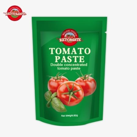 80 g Stand-up-Tasche mit doppelt konzentrierter Tomatenpaste mit einer Reinheit von 30% bis 100%
