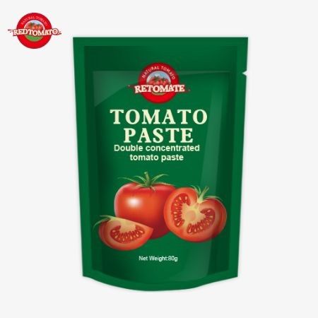 80 g Stand-up Tasche mit doppelt konzentrierter Tomatenpaste mit einer Reinheit von 30% bis 100%