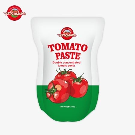 Die Tomatenpastefabrik produziert 113g Stand-up-Paket nach ISO HACCP BRC und FDA Produktionsstandards