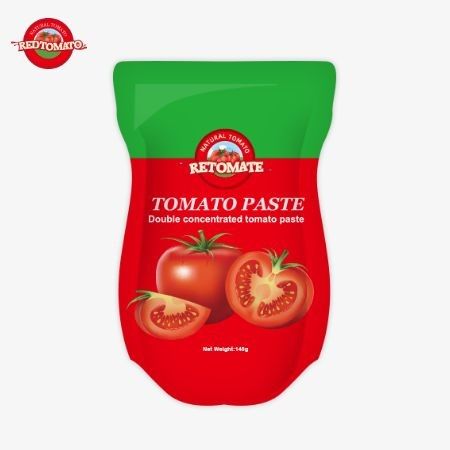 140 g Stand-up-Tasche aus süß-sauer Tomatenpaste, erhältlich in 22% bis 30% Reinheit