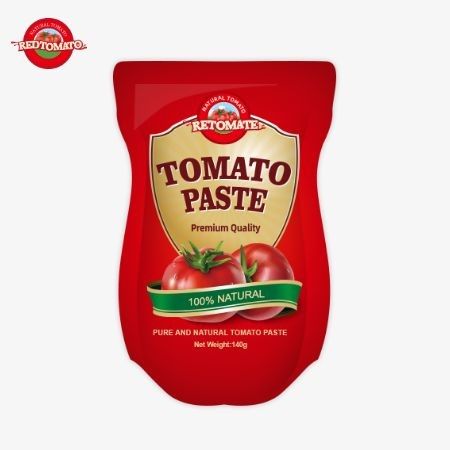140 g Stand-up-Tasche aus süß-sauer Tomatenpaste mit einer Reinheit von 22% bis 30%