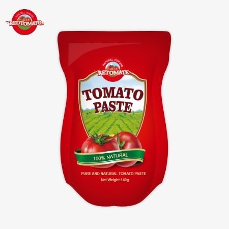 140 g Stand-up-Tasche aus süß-sauer Tomatenpaste mit einer Reinheit von 22% bis 30%