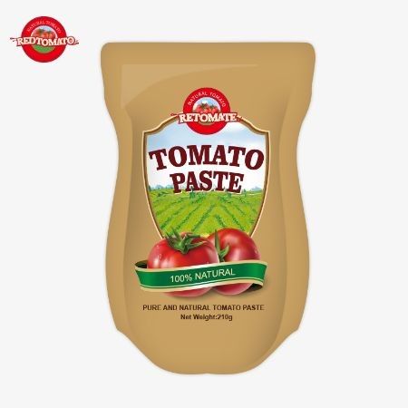 Die Produktion von 210g Steh-up-Tomatensäcke Paste erfüllt ISO HACCP BRC und FDA Standards
