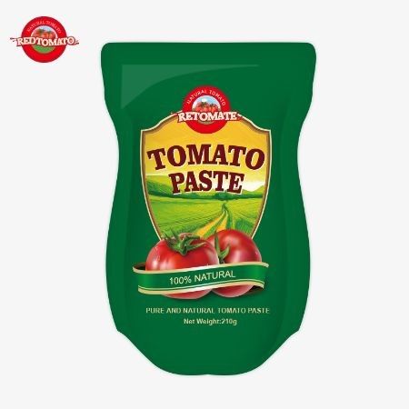 Die 210g Stand-Up-Tomatensäcke Paste entspricht ISO HACCP BRC und FDA Produktionsstandards