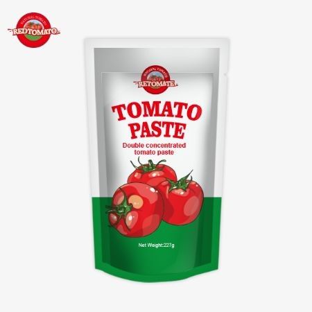 ISO Pouch Tomato Paste 227g, doppelt konzentrierte Tomatenpaste mit einer Reinheit von 30% bis 100%
