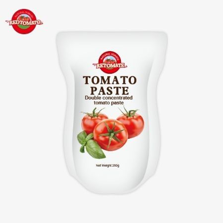 Dieser Stand-up-Beutel enthält 250g süße und zart Tomatenpaste mit einer Reinheit von 30% bis 100%