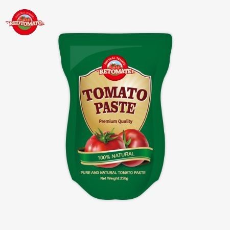 Stand-Up-Tasche besteht aus 250 g süßer und scharfer Tomatenpaste mit einer Reinheit von 30% bis 100%