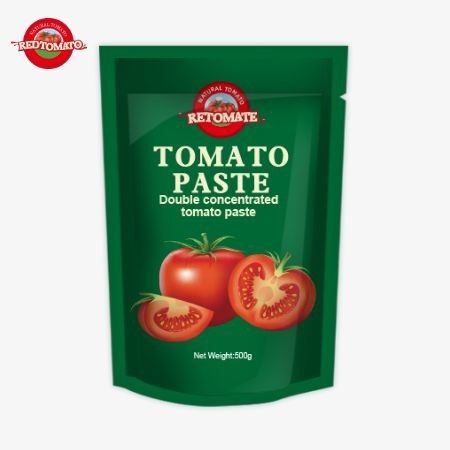 Die 500g Stand-up Tasche mit Tomatenpaste bietet eine bequeme Verpackung, reich an Geschmack und Reinheit von 30% bis 100%.