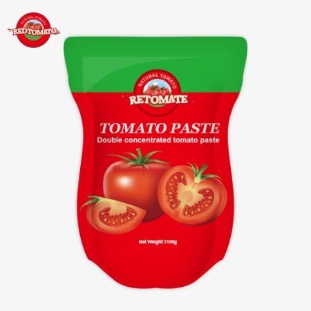 1100 g Stand-up-Paket mit Tomatenpaste erfüllt ISO HACCP und BRC-Standards für die Einhaltung der Fabrikpreise