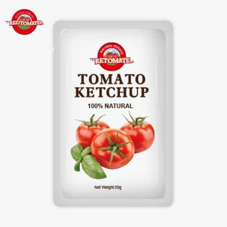 Wir bieten weltweit beliebte, hochwertige, kundenspezifische Ketchup-Beutel von 50g an, die von ISO HACCP und FDA zertifiziert sind.