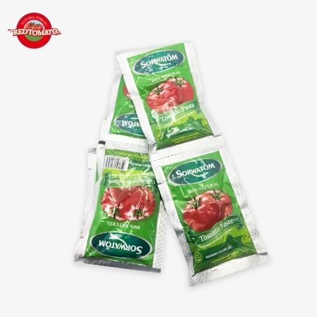 70g Flachbeutel Tomatenmark, konzentriert auf Brix 28–30%, erhältlich unter der Marke Retomate oder anpassbar mit Ihrem eigenen OEM