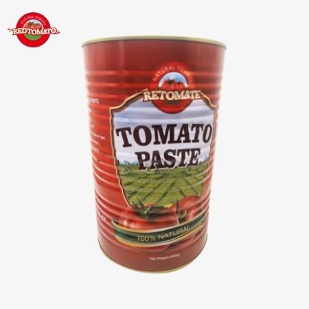 Retomate 4500g Tomatenpasta in Dosen (Brix 28-30%) ist unter unserer Marke erhältlich mit vollständigen Marken- und Verpackungsdesign-Dienstleistungen