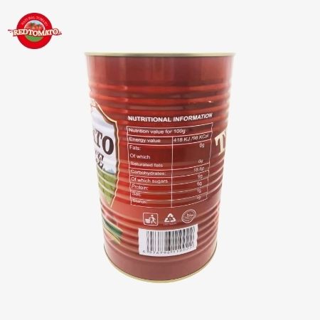 Retomate 4500g Tomatenpasta in Dosen (Brix 28-30%) ist unter unserer Marke erhältlich mit vollständigen Marken- und Verpackungsdesign-Dienstleistungen