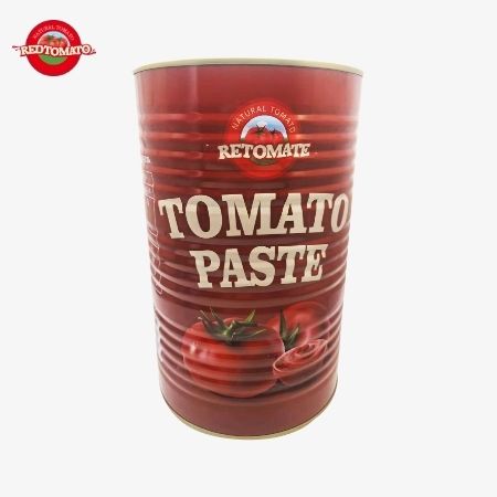 Retomate 4500g Tomatenpasta in Dosen (Brix 28-30%) ist unter unserer Marke erhältlich mit vollständigen Marken- und Verpackungsdesign-Dienstleistungen