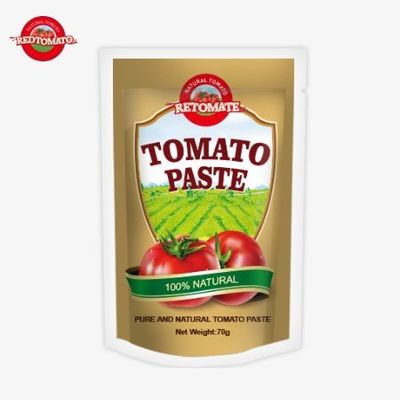 Gute Qualität, maßgeschneiderte Doppelkonzentrierte Flat und Standup Organic Sachet Tomatenpaste 70g