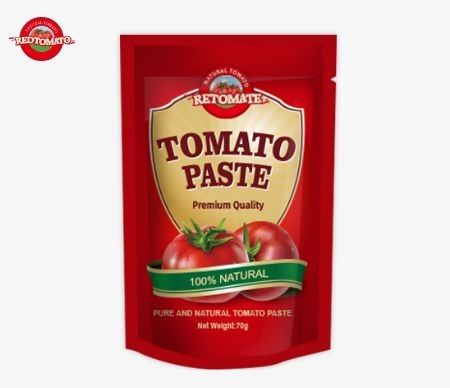Premium-Tomatensatzbeutel, doppelt konzentriert, erhältlich in flacher und aufrecht stehender Form mit einem Gewicht von jeweils 70 g