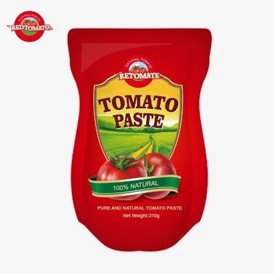 210g Tomatenpaste in Stehbeutel wird nach ISO HACCP BRC und FDA Produktionsstandards hergestellt